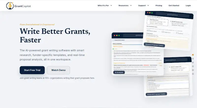 The GrantCopilot homepage
