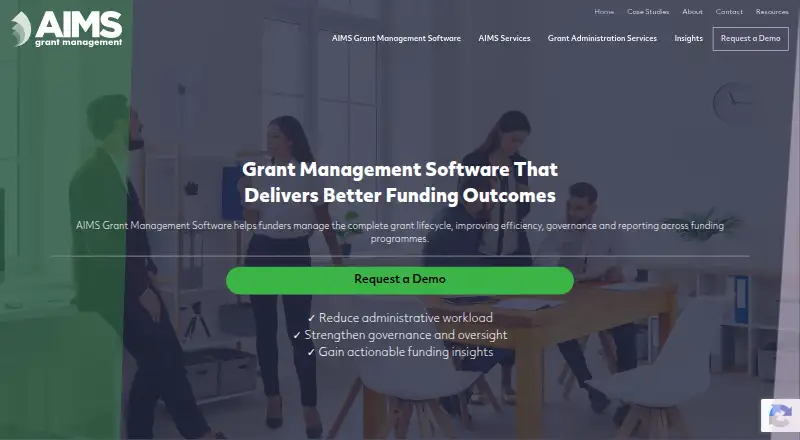 The AIMS Grant Management Software homepage