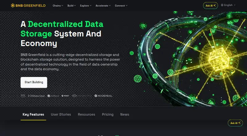 The BNB Greenfield homepage