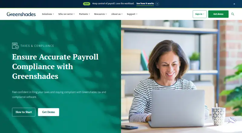 The Greenshades Tax Filing homepage