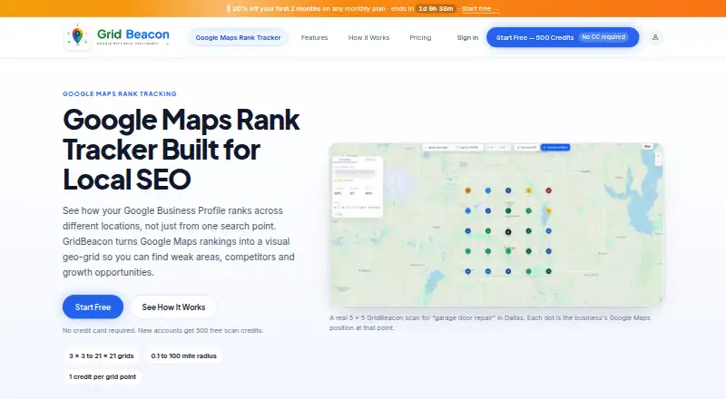 The GridBeacon homepage