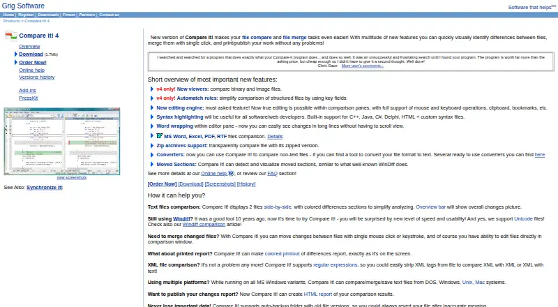 The Compare It! homepage
