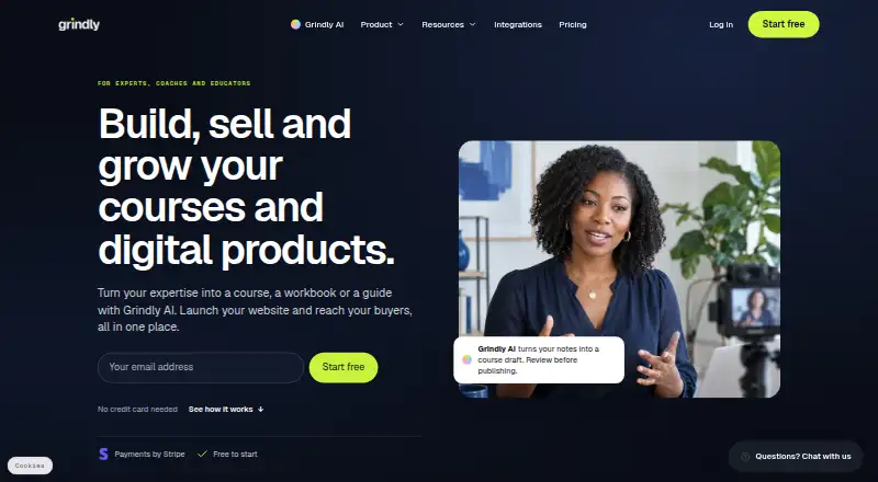 The Grindly homepage