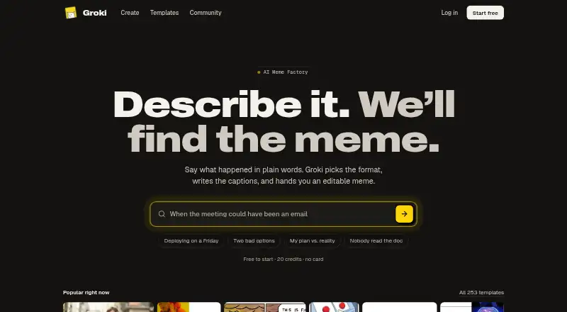 The Groki homepage