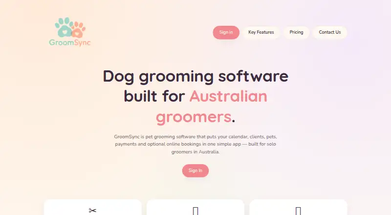 The GroomSync homepage