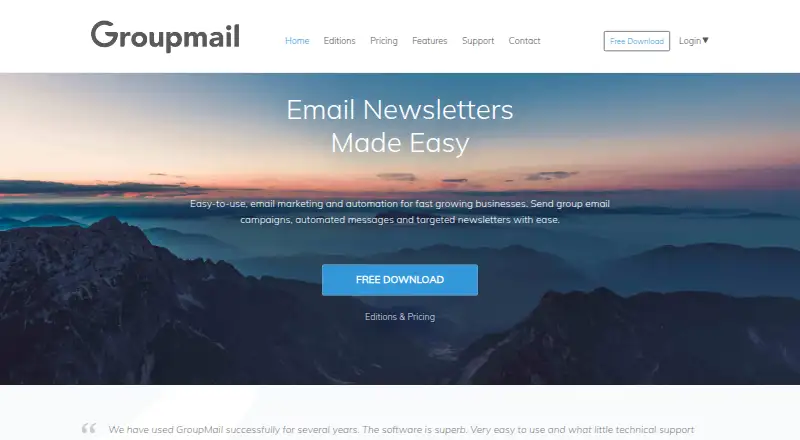 The GroupMail homepage