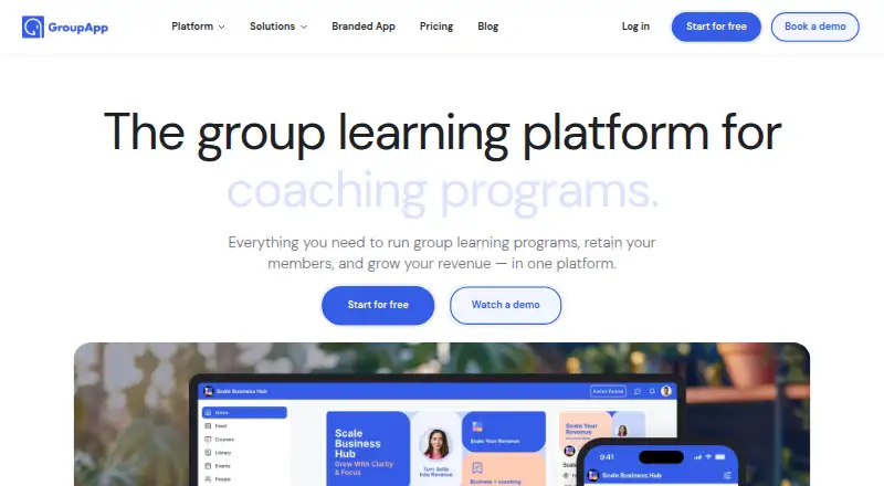 The GroupApp homepage