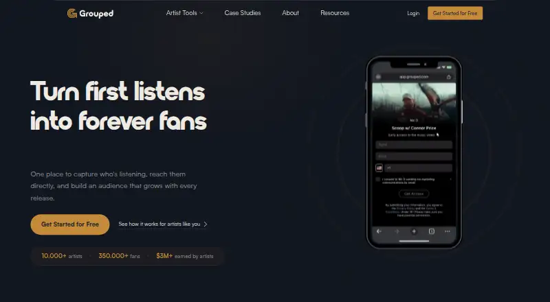 The Grouped homepage