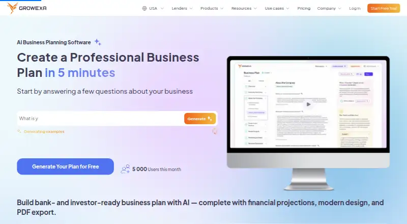 The Growexa homepage