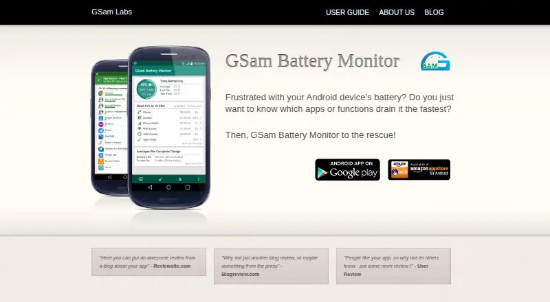 The GSam Battery Monitor homepage