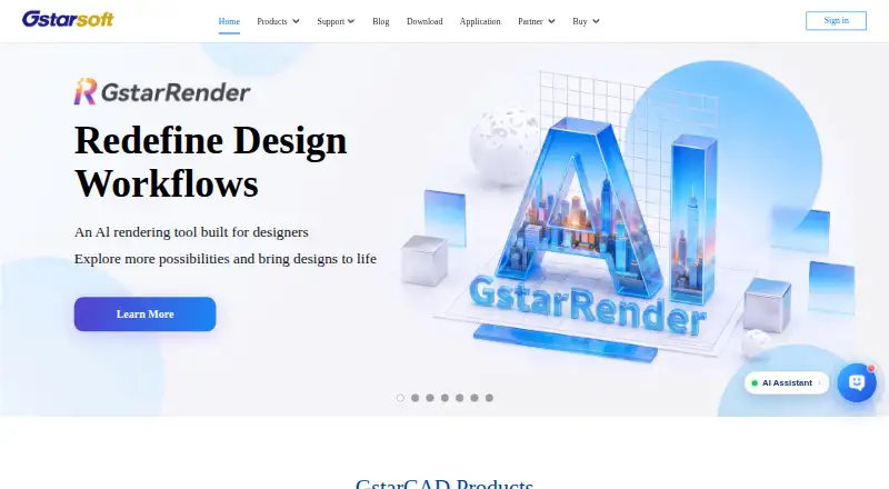 The GstarCAD homepage