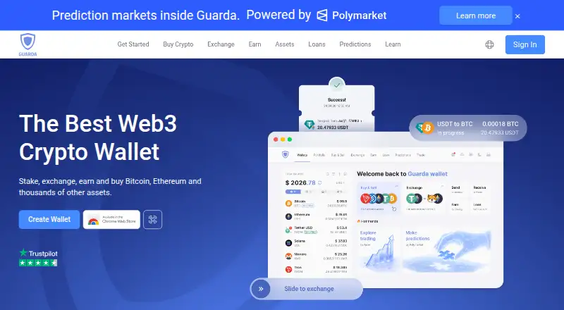 The Guarda Wallet homepage