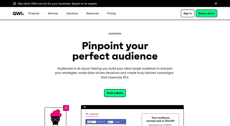 The GWI Audiences homepage