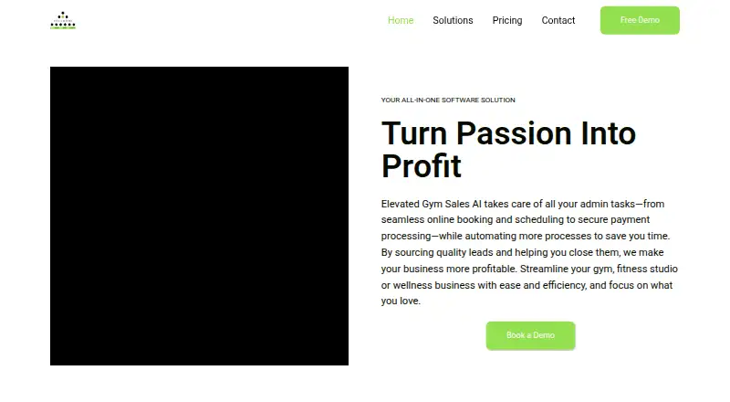 The Elevated Gym Sales AI homepage