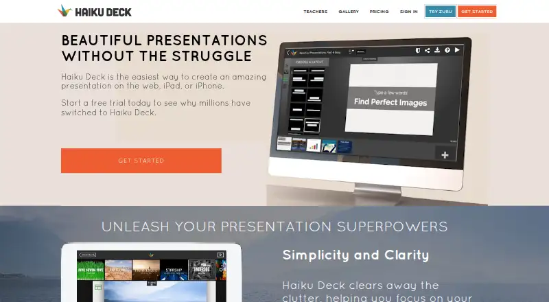 The Haiku Deck homepage