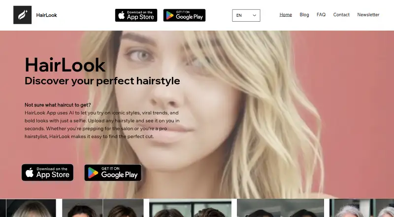The HairLook homepage