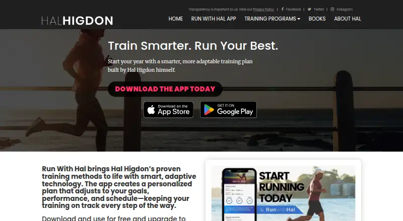 The Run With Hal homepage