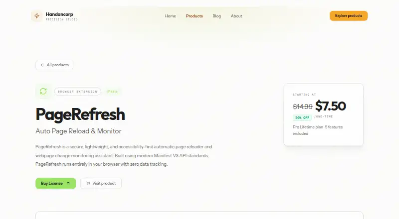 The PageRefresh homepage