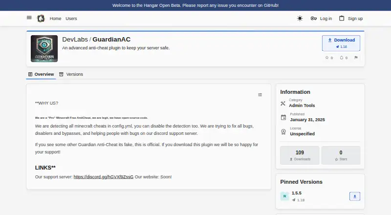 The GuardianAC homepage