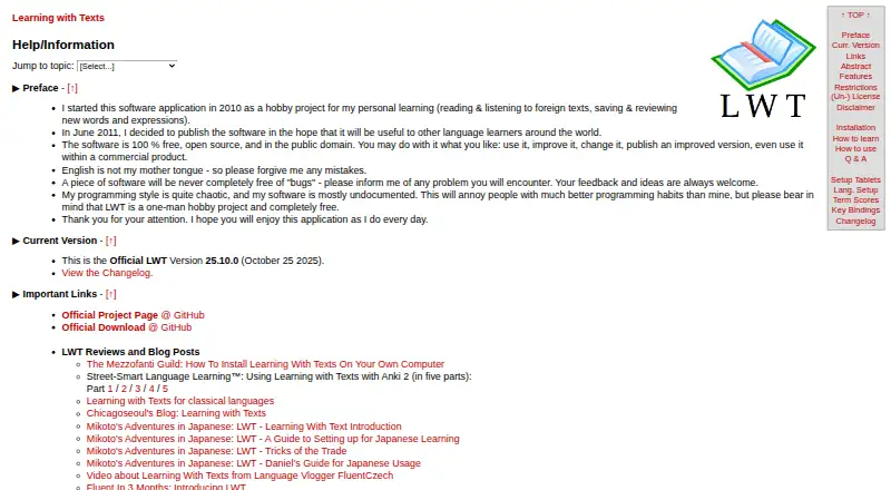 The Learning with Texts homepage