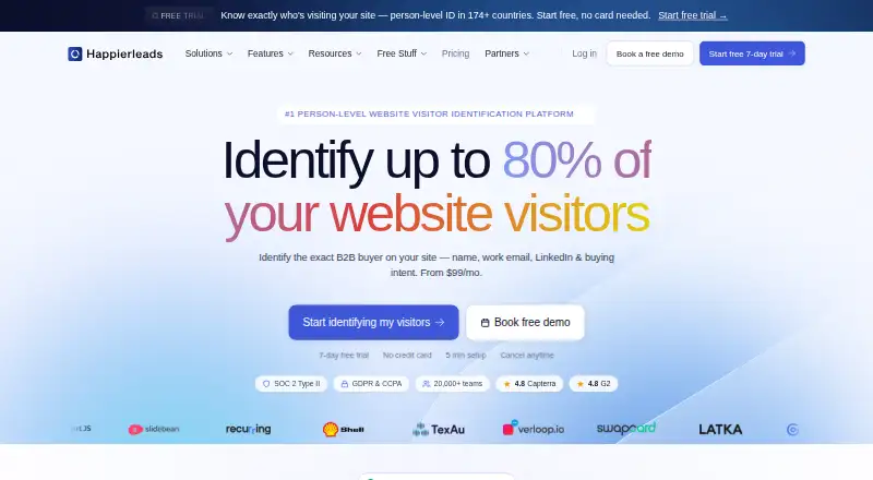 The Happierleads homepage