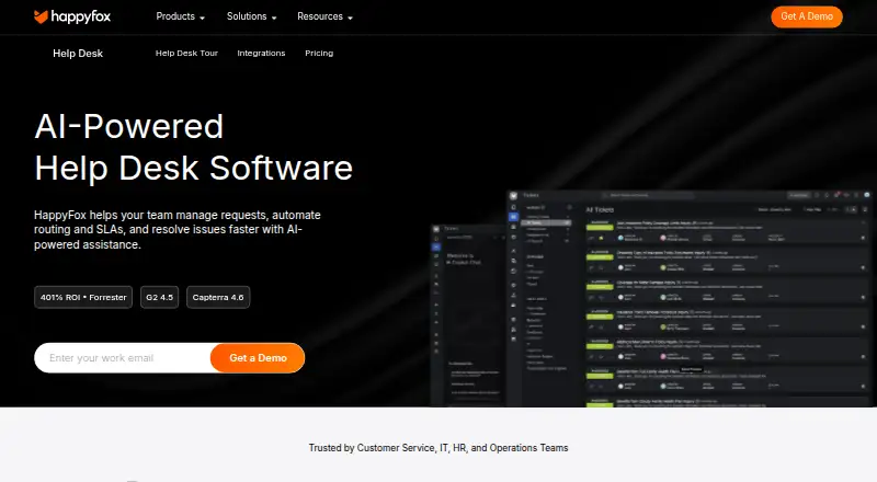 The HappyFox Help Desk homepage