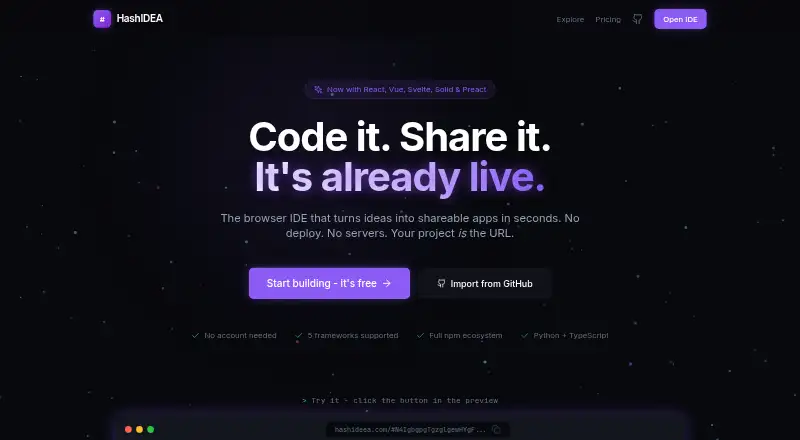 The HashIDEA homepage