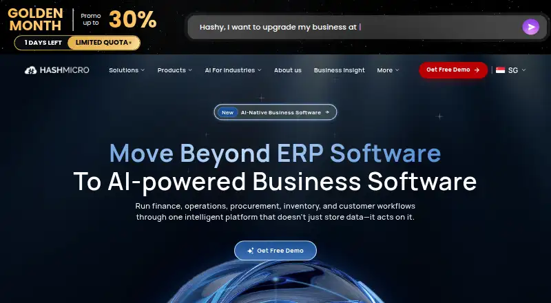 The HashMicro ERP homepage