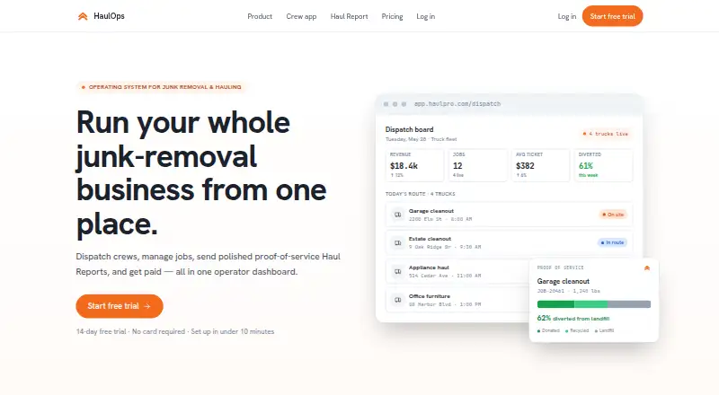 The HaulOps homepage