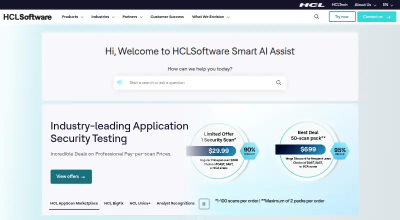 The HCL Digital Experience homepage