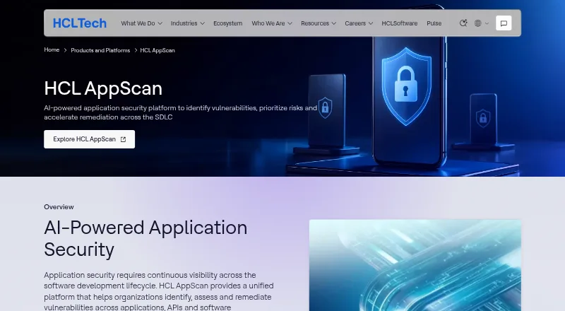 The HCL AppScan homepage