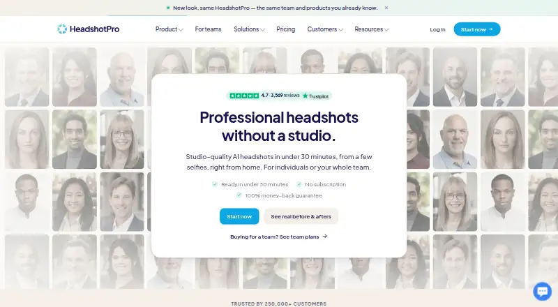 The HeadshotPro homepage