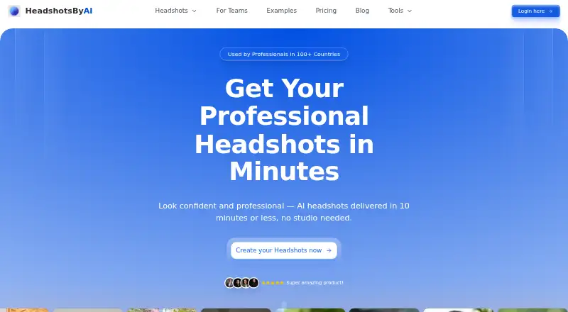 The HeadshotsByAI homepage