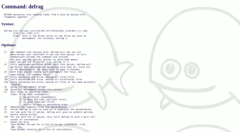 The FreeDOS Defrag homepage