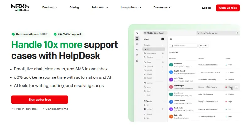 The HelpDesk homepage