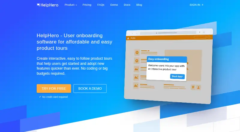 The HelpHero homepage
