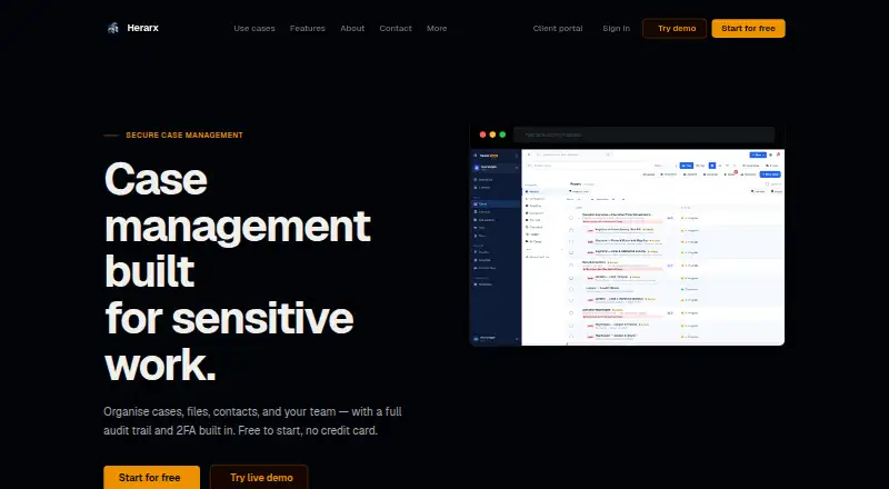 The Herarx homepage