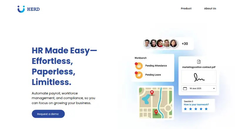 The HerdHR homepage