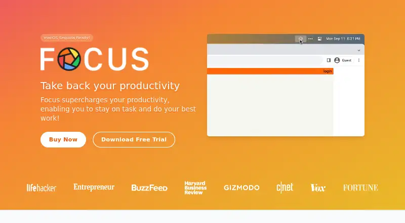 The Focus homepage