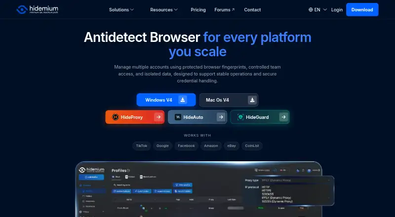 The Hidemium homepage