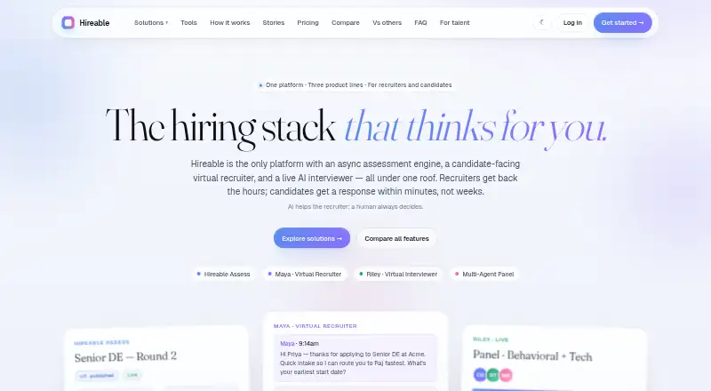 The Hireable homepage