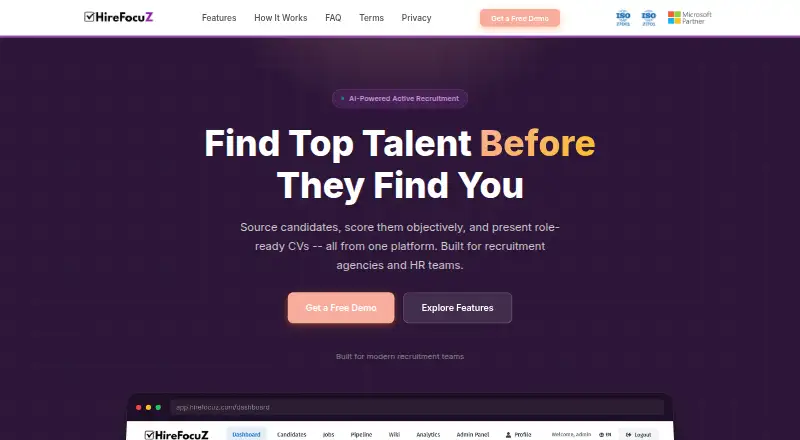 The HireFocuZ homepage