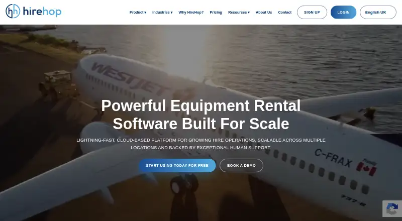 The HireHop homepage