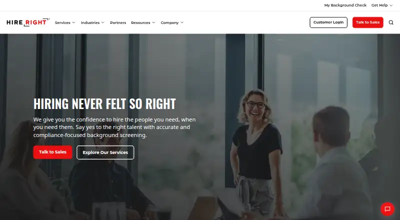 The HireRight homepage