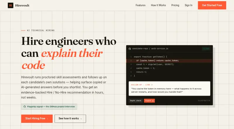 The Hirevoult homepage