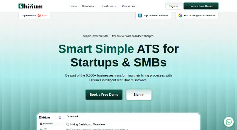 The Hirium ATS homepage