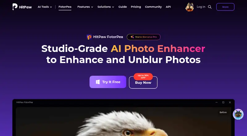 The HitPaw Photo AI homepage