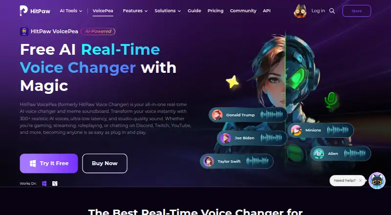 The HitPaw VoicePea Audio Enhancer homepage