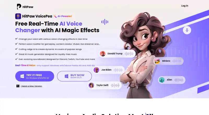 The HitPaw VoicePea homepage