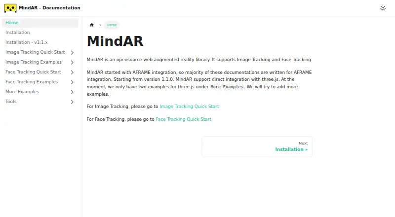 The MindAR homepage